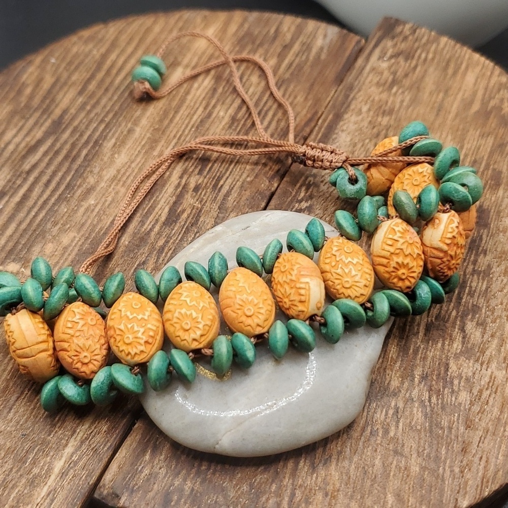 B2723 fruit orchard tiki carved bracelet‎